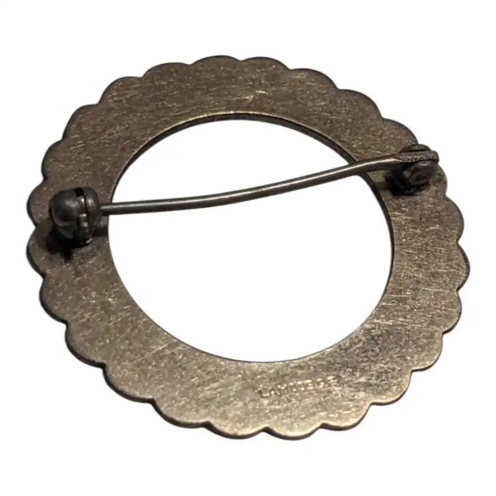 Vintage LaMode Gold Filled‎ Brooch Etched Wreath Circle Pin Estate JewelryLaMode